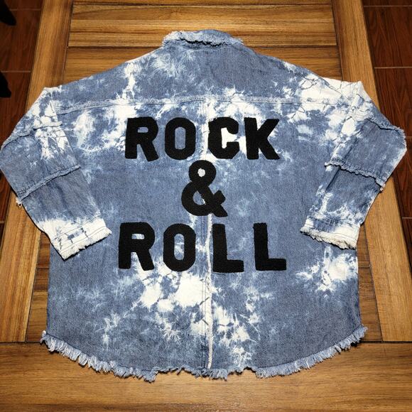 Denim Tie-Dye Full Snap Shacket "Rock & Roll" - Size Medium* - Picture 1 of 6